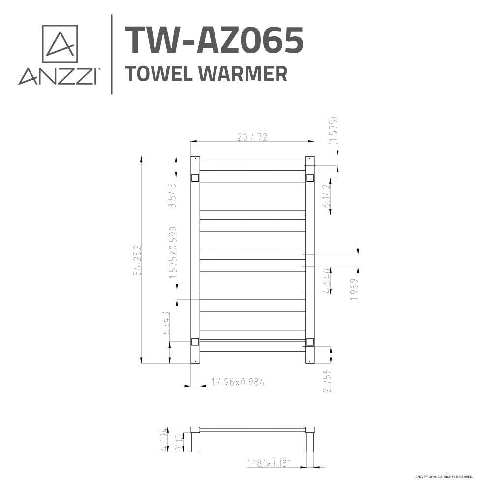 ANZZI Brushed Nickel Plug-In Wall Mount Towel Warmer, 20.47 in W x 34.25 in H