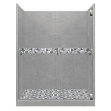 Del Mar Grand Hinged 36 in. x 54 in. x 80 in. Center Drain Alcove Shower Kit in Natural Buff and Satin Nickel Hardware - Super Arbor