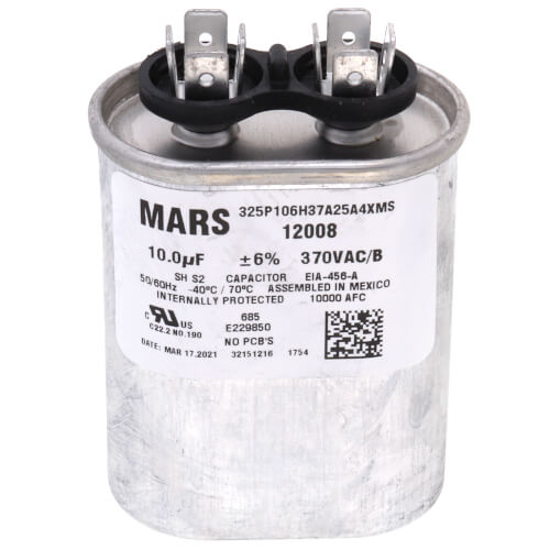 MARS 12008 capacitor - front view (Type: Capacitor; Voltage: 370V)