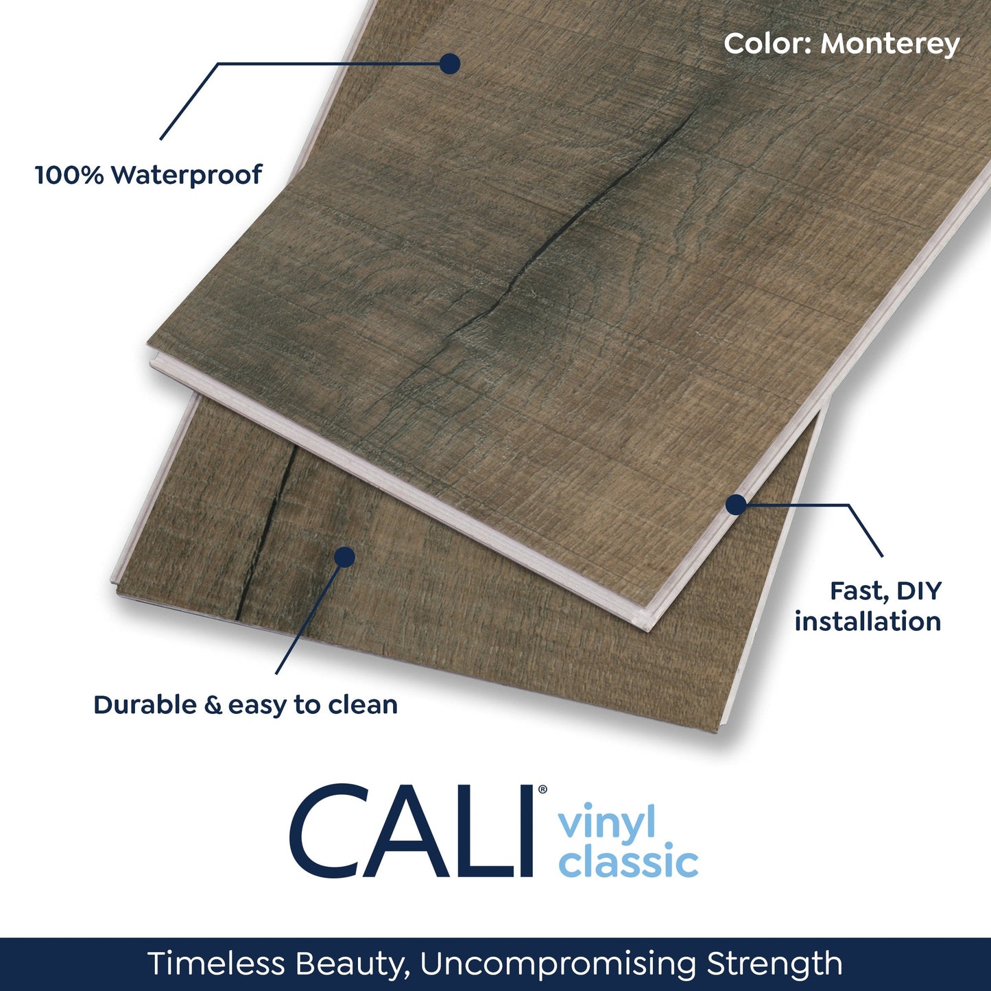 CALI Vinyl Pro Classic Monterey 7-in Wide x 5-1/2-mm Thick Waterproof Interlocking Luxury Vinyl Plank Flooring (23.77-sq ft)
