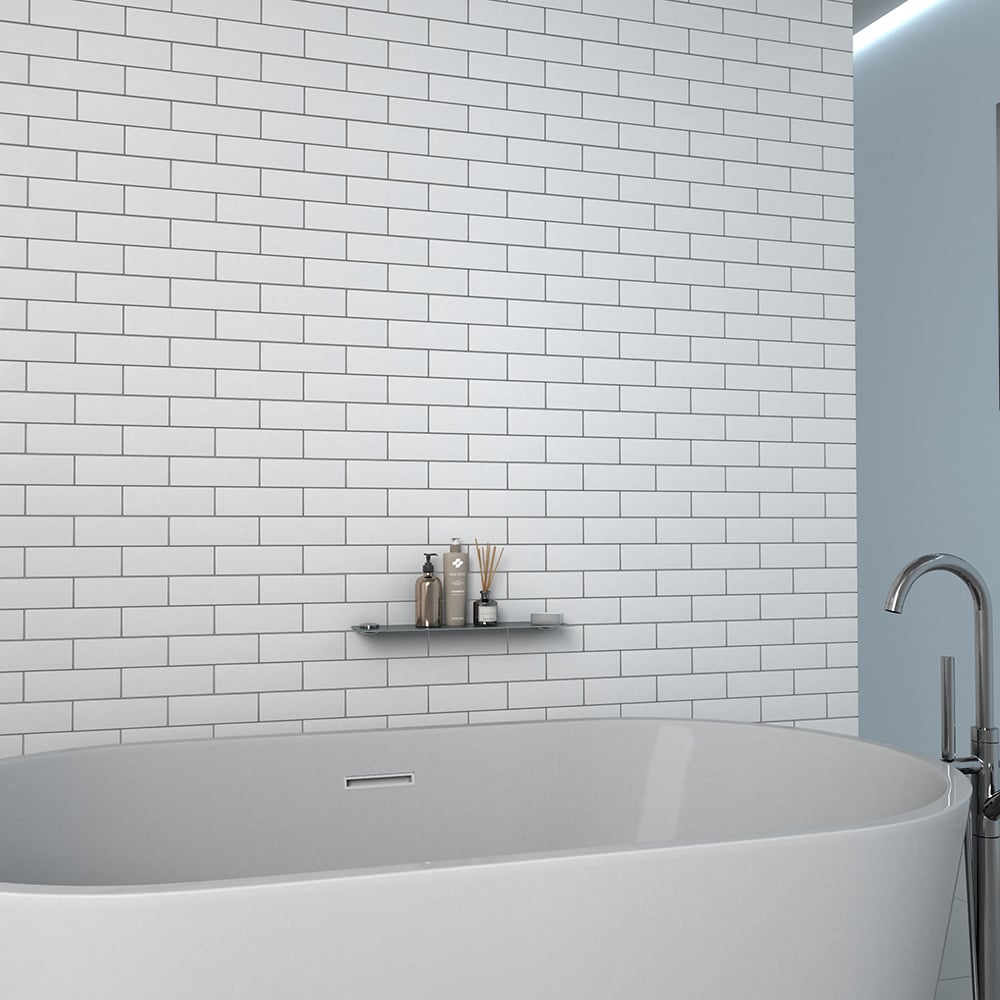 Elida Ceramica 2-in x 6-in Super White Glass 12-in x 12-in Glossy Brick Mosaic Wall Tile