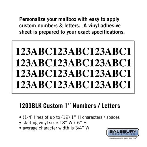 Custom Numbers and Letters - Horizontal White Vinyl 1 Inch High