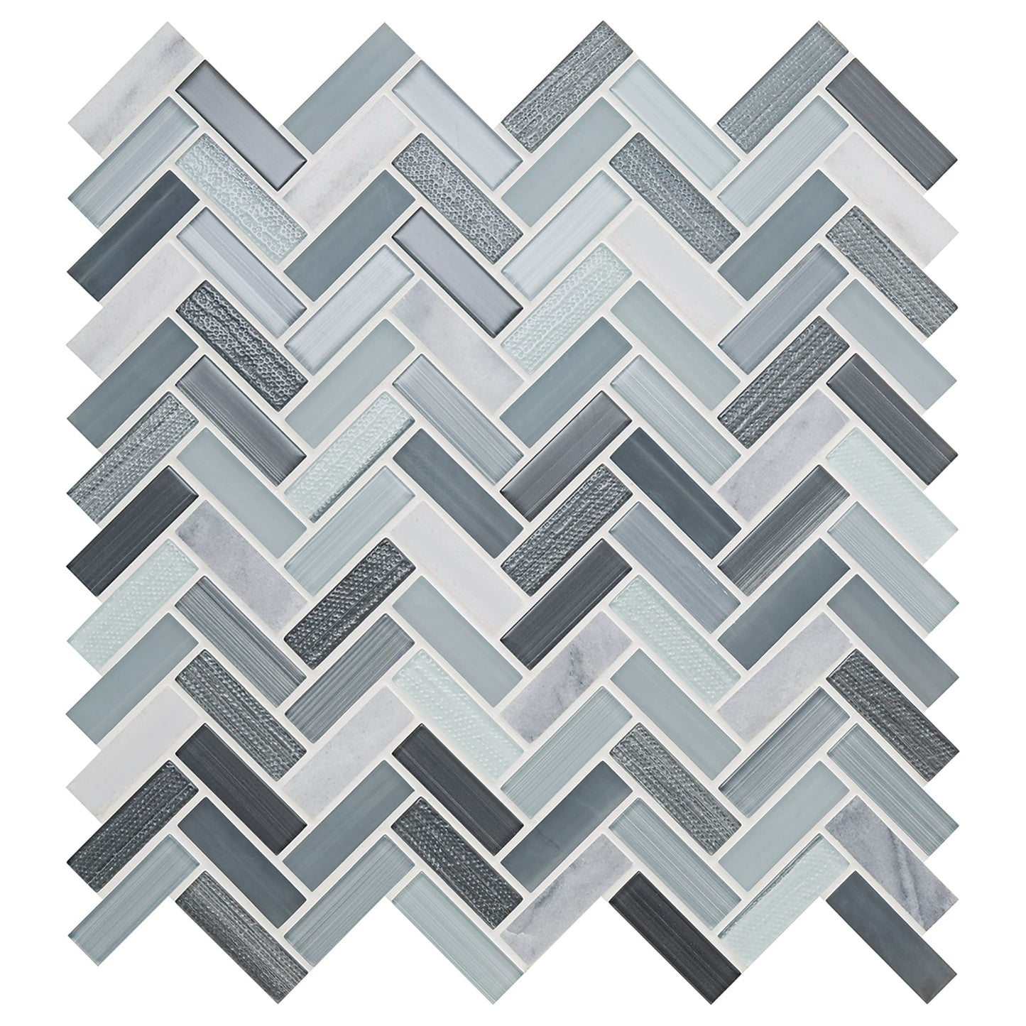 Daltile Serentina Zen 12-in x 12-in Multi-finish Glass Patterned Herringbone Mosaic Wall Tile product image