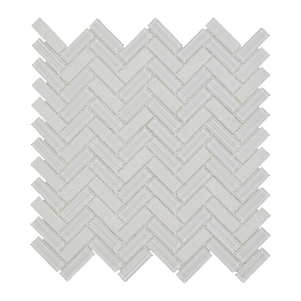 Daltile Serentina Bliss 12-in x 12-in Multi-finish Glass Herringbone Mosaic Wall Tile product image
