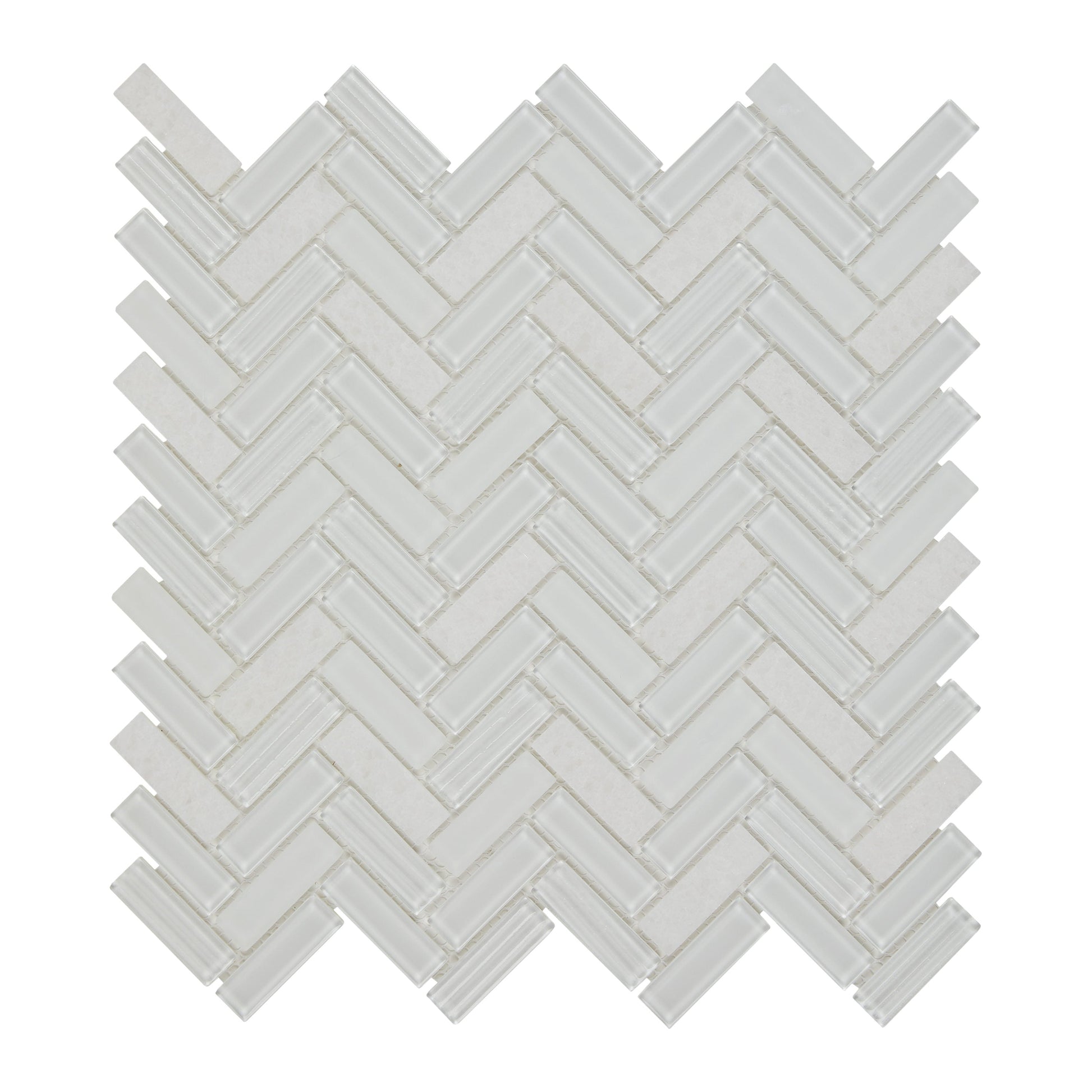Daltile Serentina Bliss 12-in x 12-in Multi-finish Glass Herringbone Mosaic Wall Tile product image