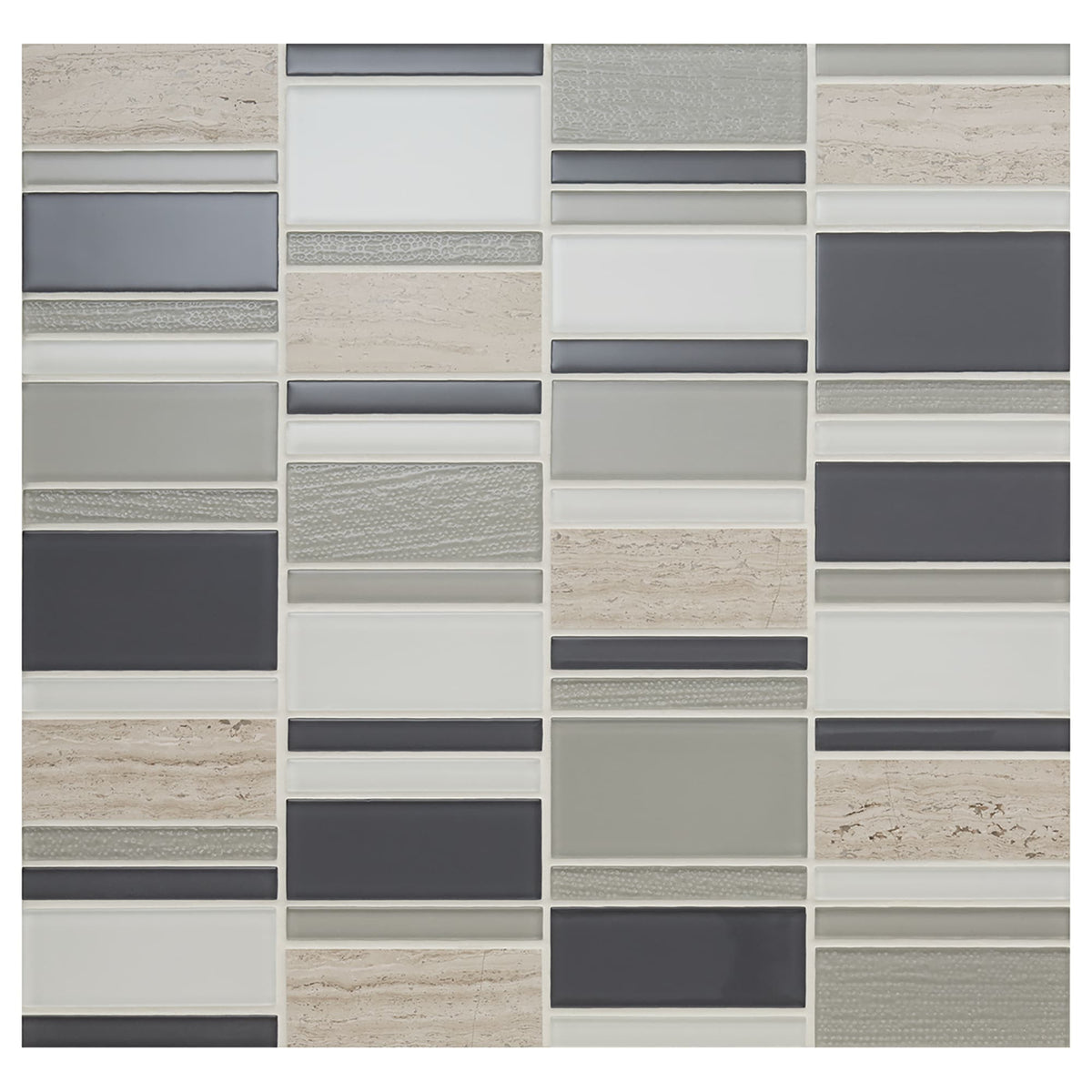 Daltile Serentina Tranquility 12-in x 12-in Multi-finish Glass/Stone Patterned Multi-shaped Mosaic Wall Tile product image