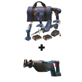 Bosch 5-Tool 18-Volt Power Tool Combo Kit with Soft Case, Charger and 2 Batteries Included