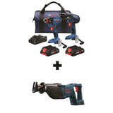 Bosch CORE18V 3-Tool 18-Volt Power Tool Combo Kit with Soft Case, Charger and (2) 4.0Ah Batteries