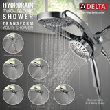 Delta HydroRain 4‑Spray Chrome Dual/Combo Shower Head with Hand Shower, 1.75 GPM (6.6 LPM)