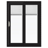 JELD-WEN FiniShield V-4500 60-in x 80-in x 4-9/16-in Low-E Blinds-Between-the-Glass Black Vinyl Left-Hand Sliding Double Patio Door with Screen