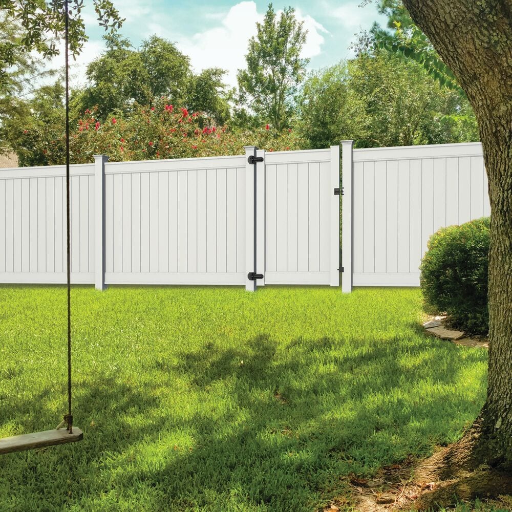 Freedom Emblem 8-ft H x 5-in W White Vinyl End Fence Post (Assembled)