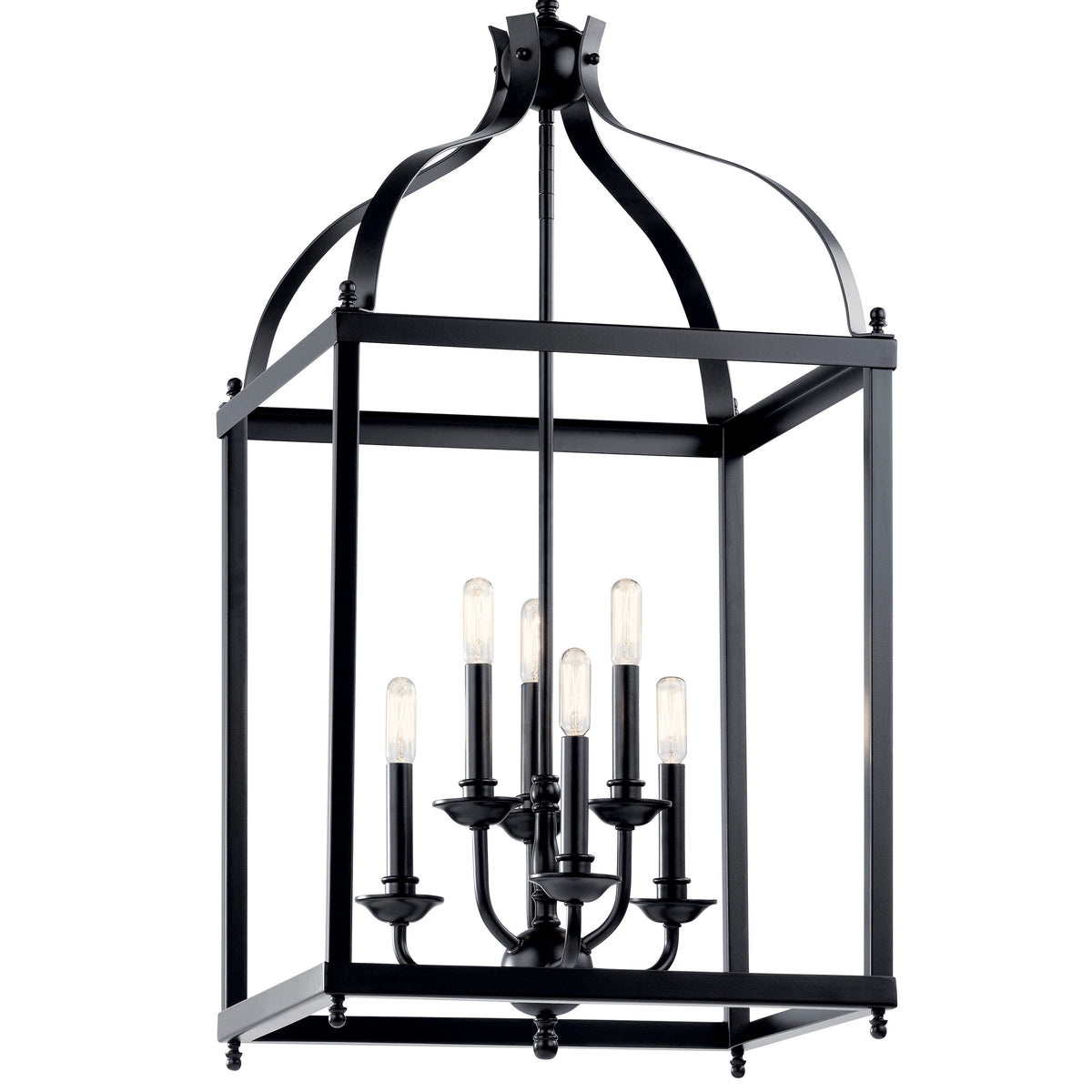 Kichler Larkin 6-Light Black Traditional Lantern Large Hanging Pendant Light