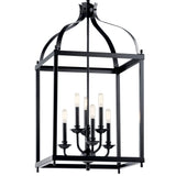 Kichler Larkin 6-Light Black Traditional Lantern Large Hanging Pendant Light