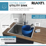 Ruvati Brushed Stainless Steel Drop-In Laundry Sink 25-inch x 22-inch