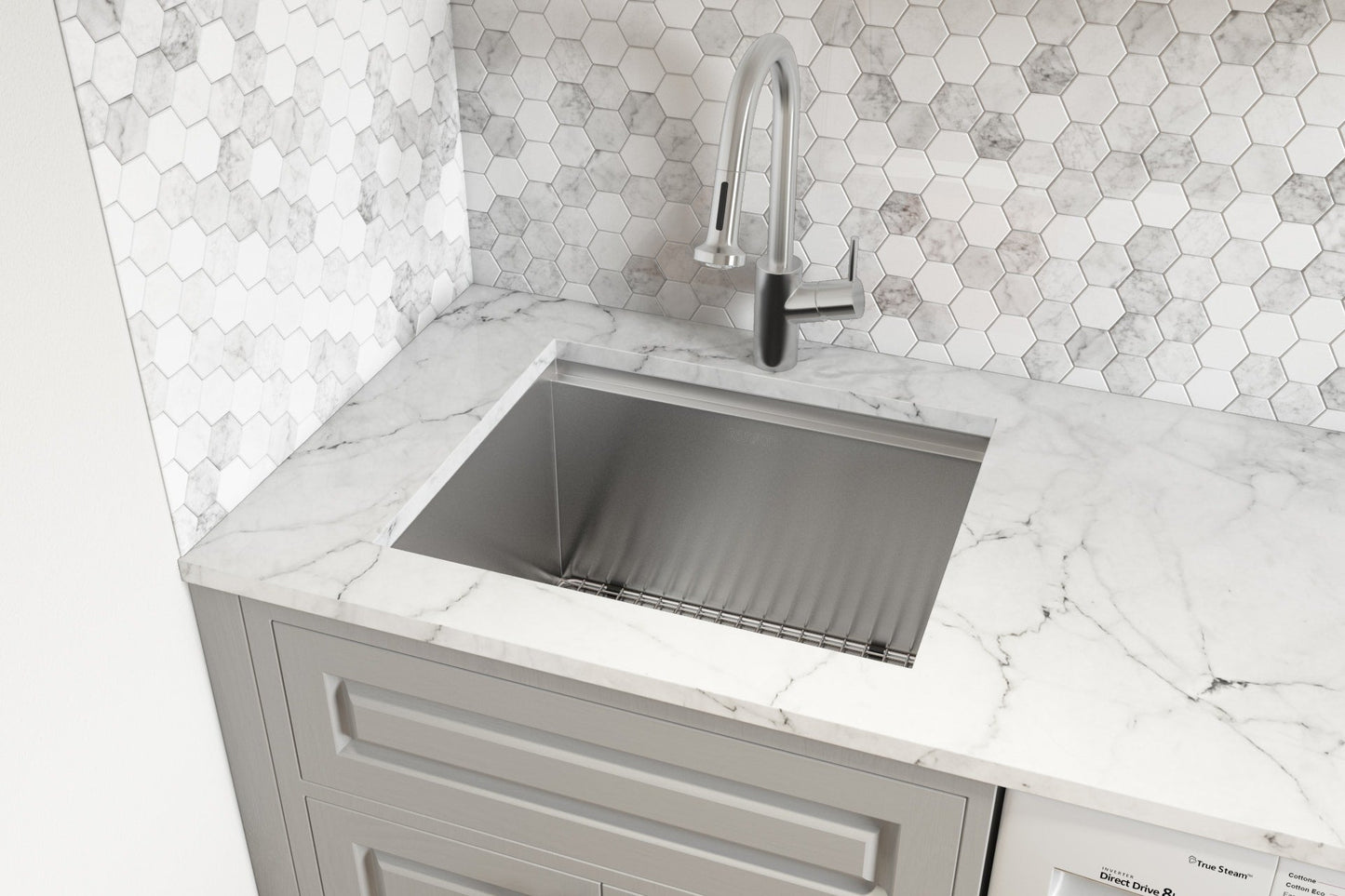 Ruvati Stainless Steel Undermount Laundry Sink with Drain - 21" x 18"