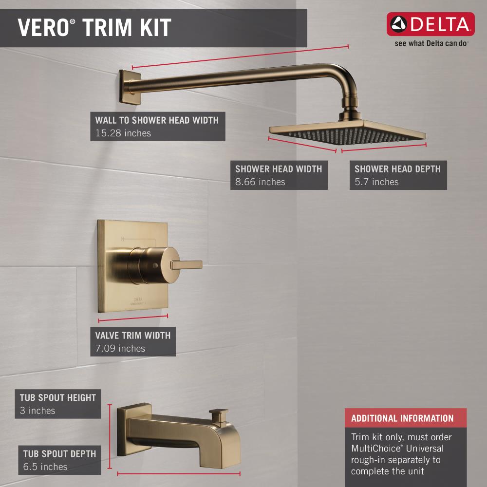 Delta Vero Champagne Bronze 1-Handle Bathtub and Shower Faucet Trim Kit
