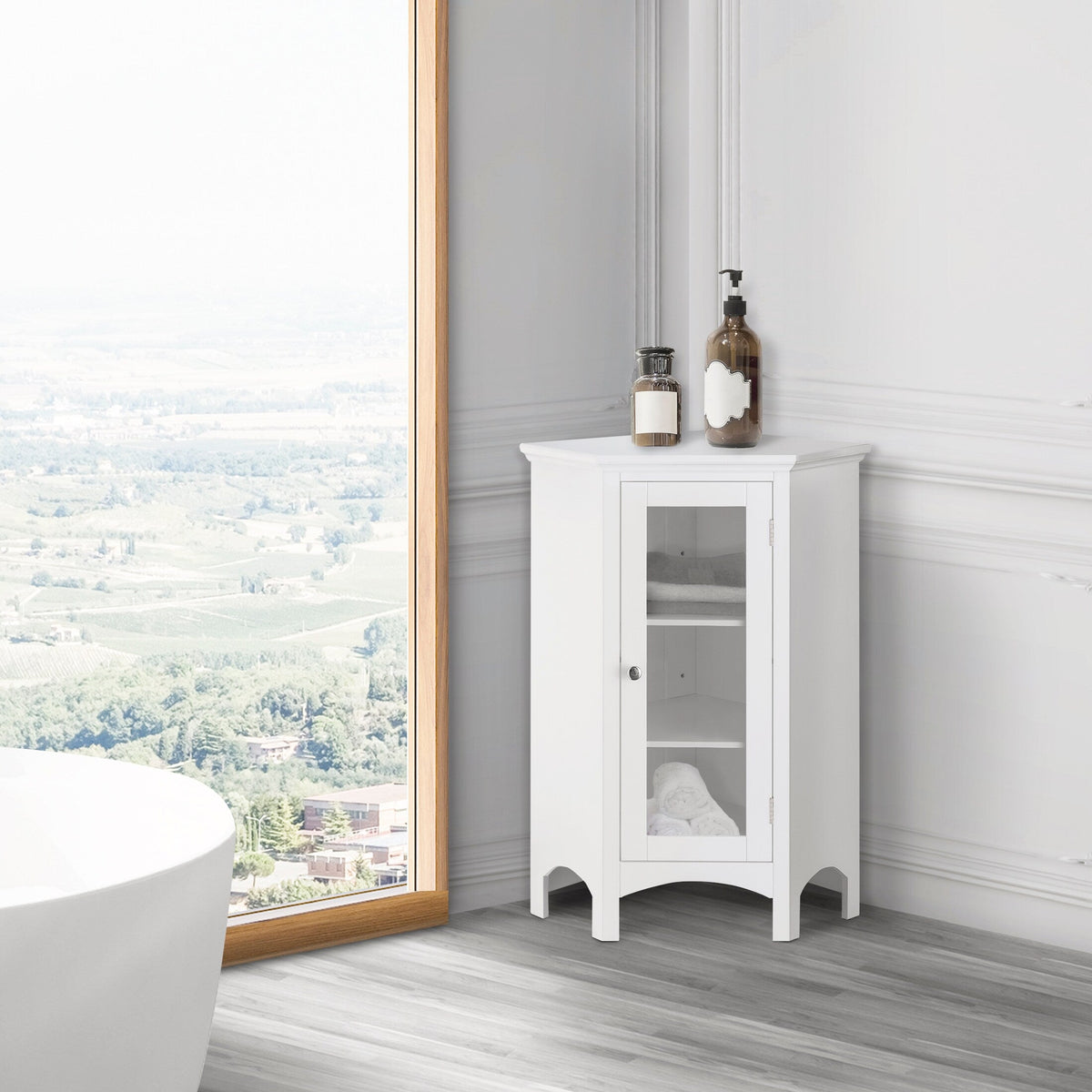 Teamson Home Madison 24.75-in x 32-in x 17-in White Freestanding Corner Linen Cabinet