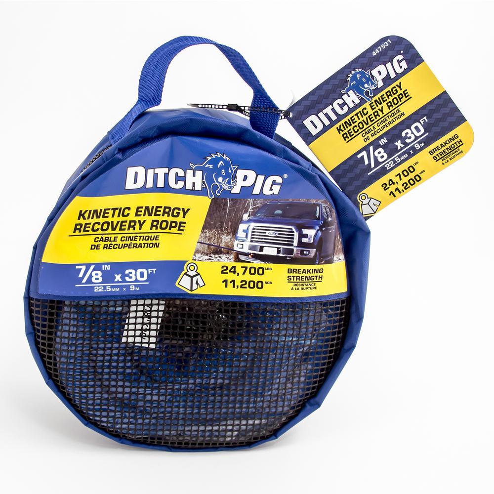 DITCH PIG 7/8 in. x 30 ft. 24700 lbs. Breaking Strength Kinetic Energy Vehicle Recovery Rope - Super Arbor