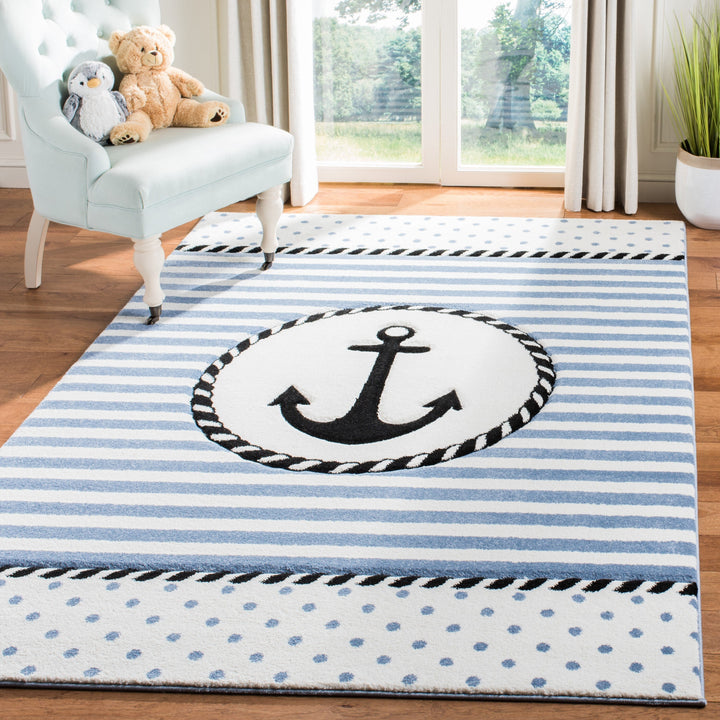 Safavieh Carousel Kids Anchor 5 x 5 Ivory/Navy Square Indoor Kids Area Rug