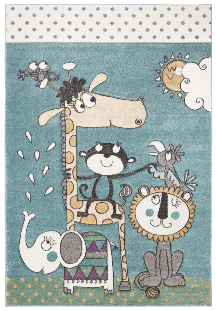 Safavieh Carousel Kids Giraffe 4 x 6 Ivory/Blue Indoor Kids Area Rug