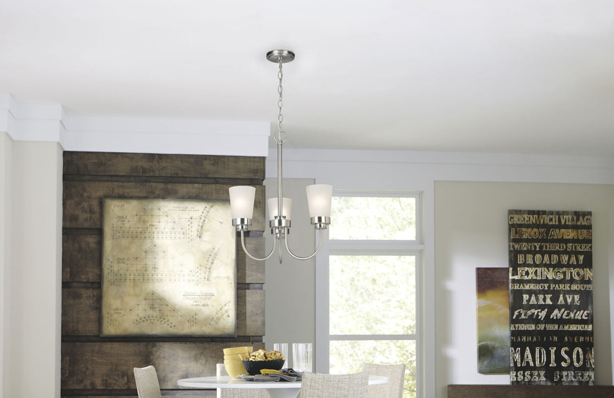 Project Source Aldridge 3-Light Brushed Nickel Modern/Contemporary Chandelier, 18.87-in W x 22.25-in H