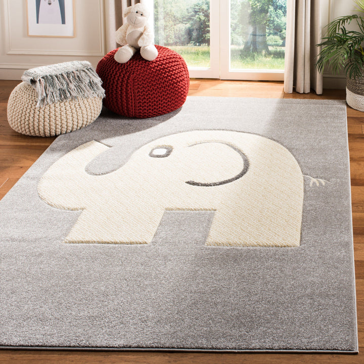 Safavieh Carousel Kids Elephant 3 x 5 Gray/Ivory Indoor Kids Throw Rug