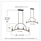 Quoizel Arley 4-Light Rustic Black and Faux Weathered Wood Farmhouse Chandelier, 32-in Linear