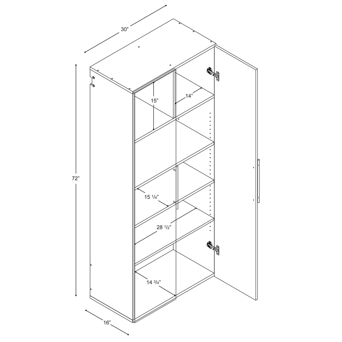 Prepac HangUps 60-in W x 72-in H Wood Composite White Wall-mount Utility Storage Cabinet