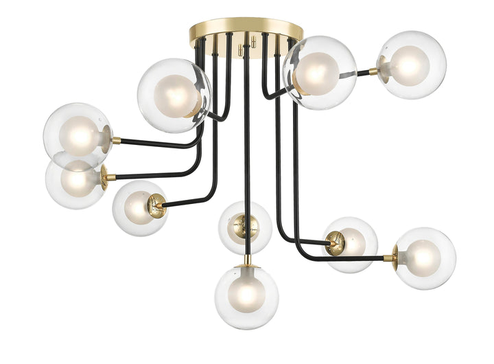 Safavieh Cadia 31-in French Gold/Matte Black Industrial LED Flush Mount Light