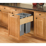 Rev-A-Shelf 50-Quart Plastic Soft Close Double Pull-Out Trash Can, Top-Mount, 18.25W x 24.75H x 21.75D