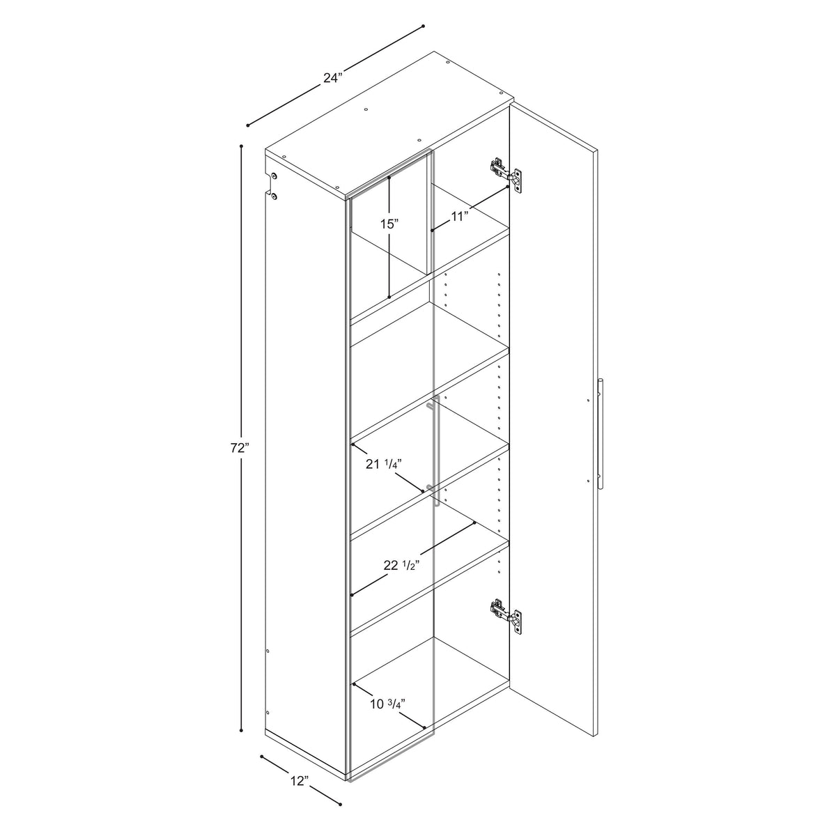Prepac HangUps 24-in W x 72-in H Wood Composite White Wall-mount Utility Storage Cabinet