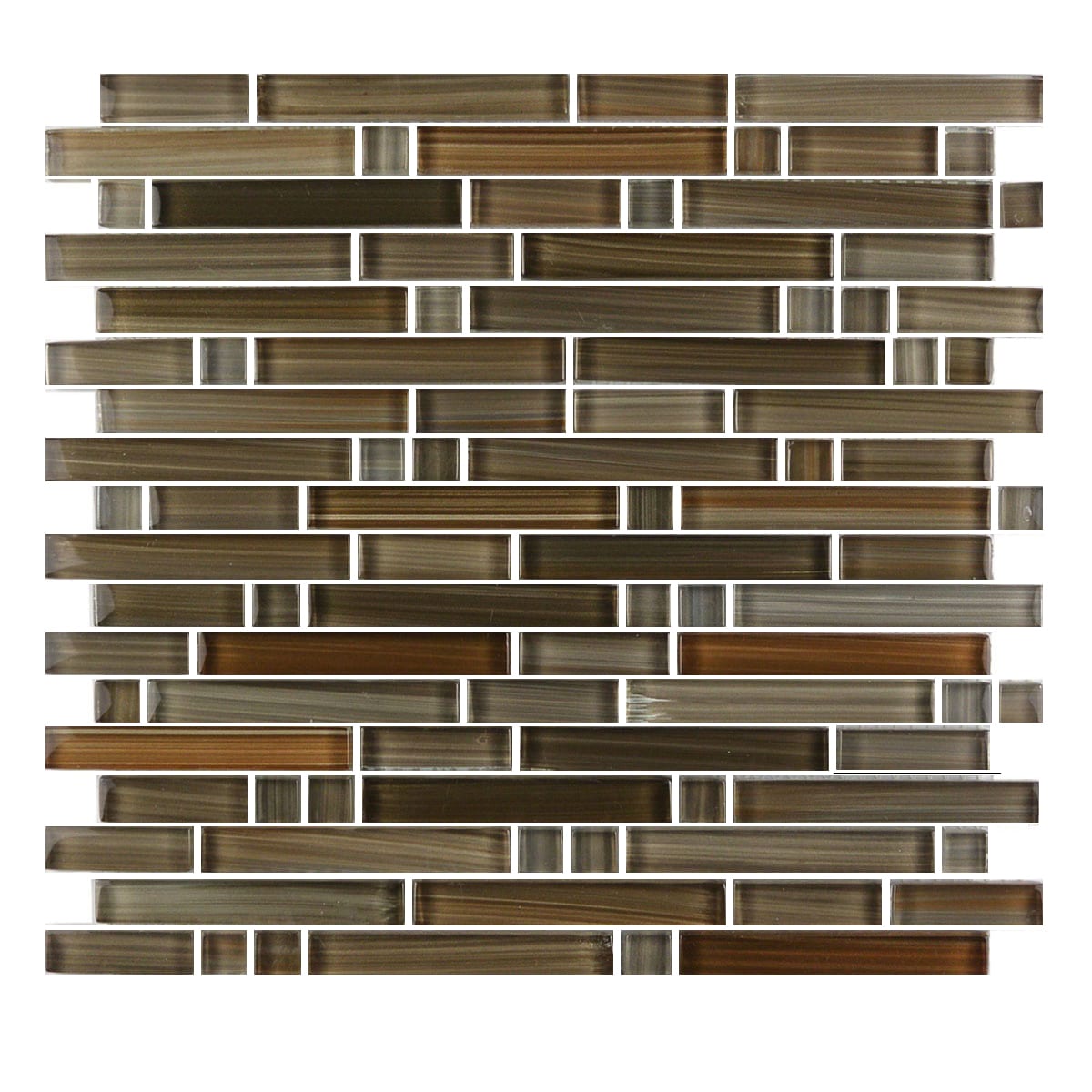 Abolos Handicraft II Green 12-in x 12-in Glossy Glass Brick look Mosaic Wall Tile product image