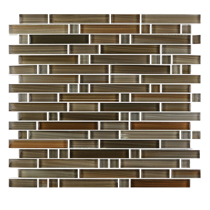 Abolos Handicraft II Green 12-in x 12-in Glossy Glass Brick look Mosaic Wall Tile product image