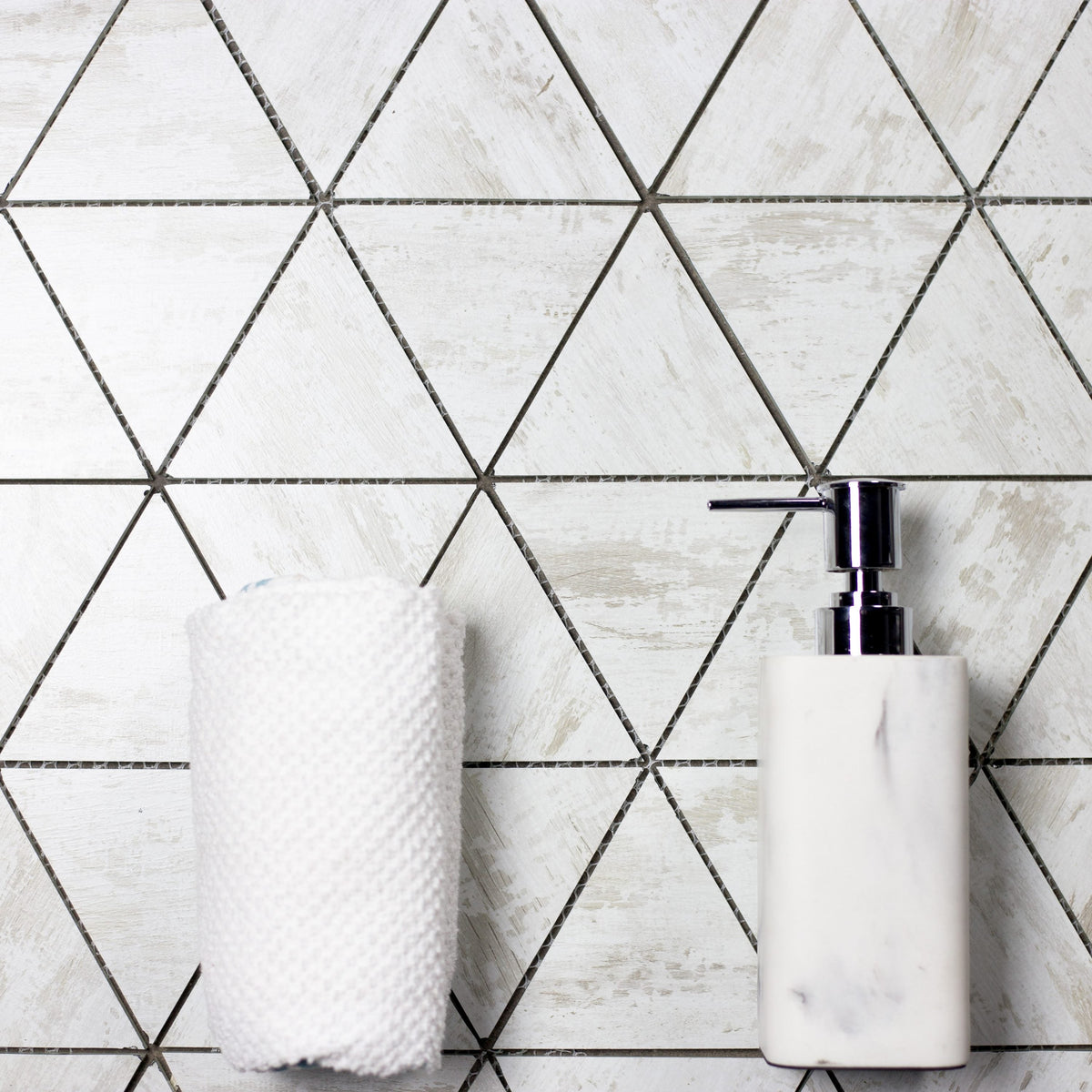 Abolos Nature Birchwood White 12-in x 12-in Matte Glass Wood look Diamond Mosaic Wall Tile product image