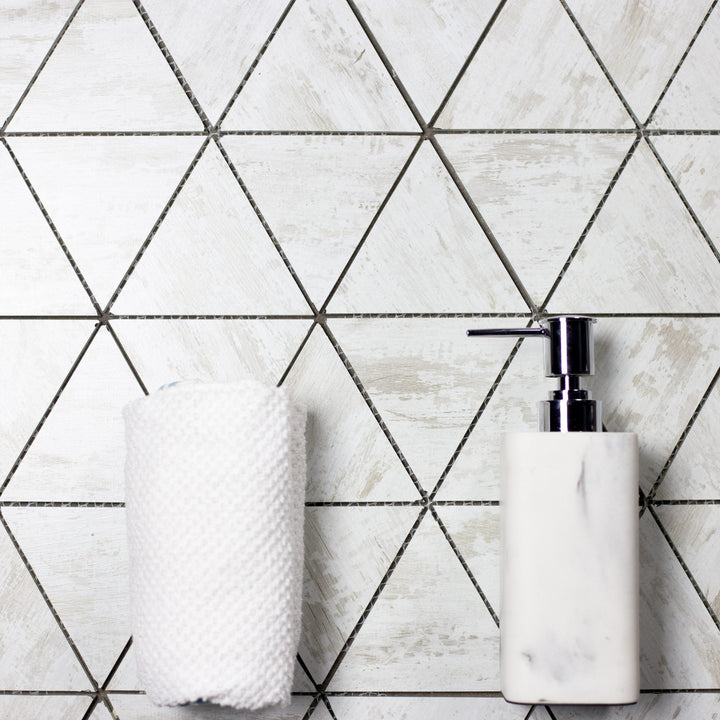 Abolos Nature Birchwood White 12-in x 12-in Matte Glass Wood look Diamond Mosaic Wall Tile product image
