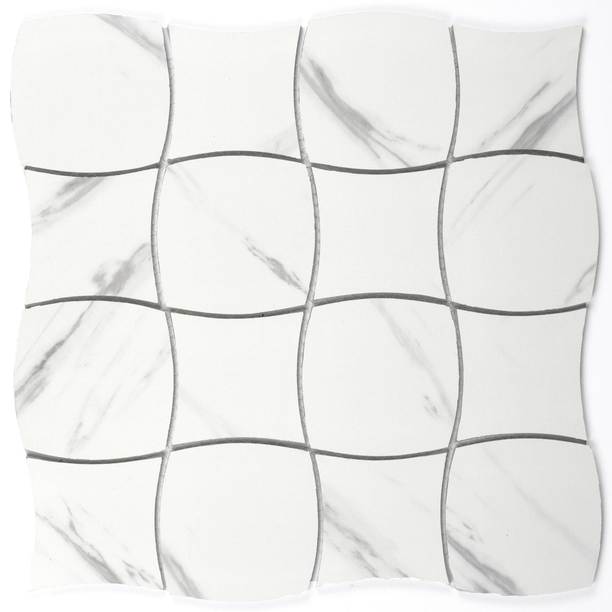 Abolos Musico Carrara White 12-in x 12-in Multi-finish Glass Patterned Mosaic Wall Tile product image