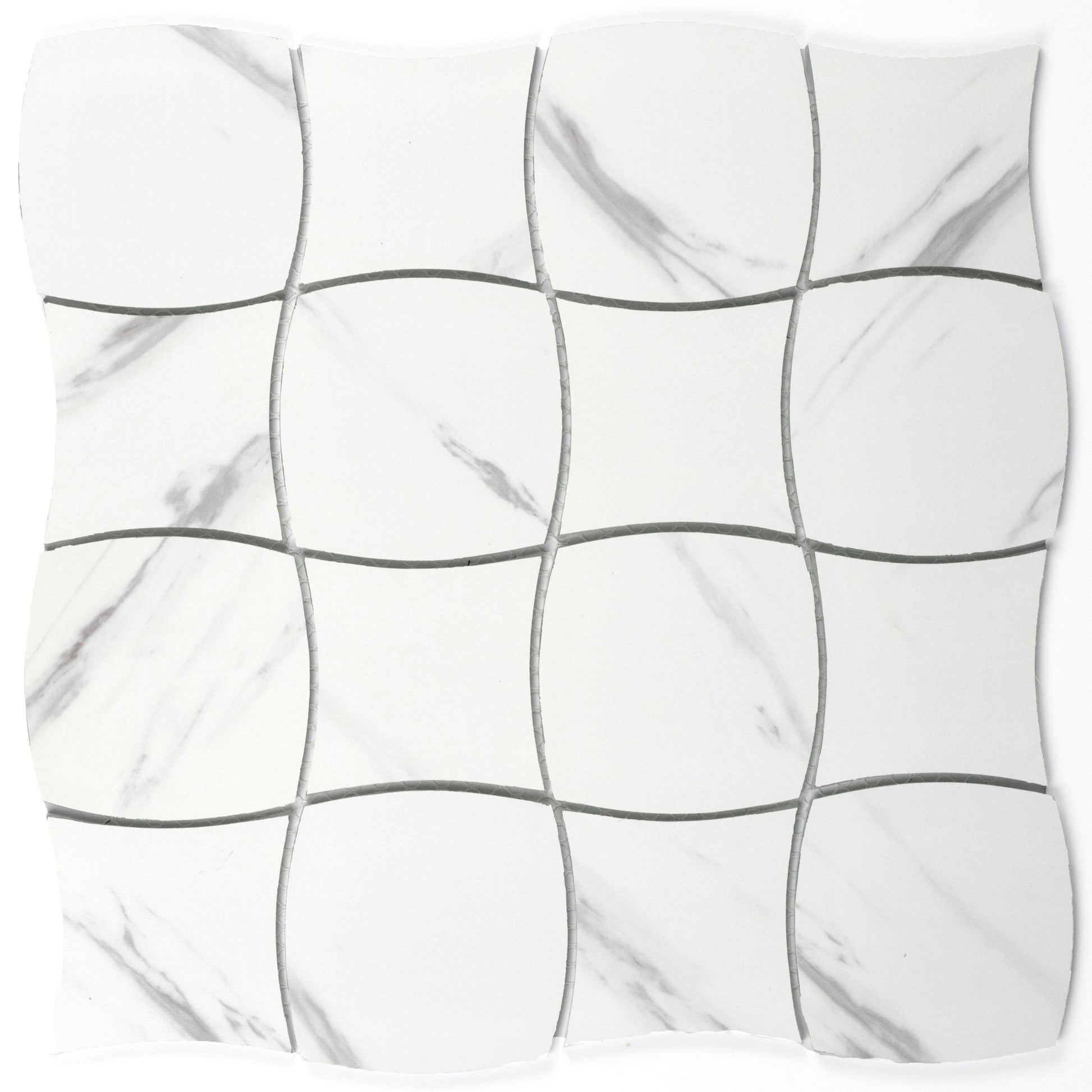 Abolos Musico Carrara White 12-in x 12-in Multi-finish Glass Patterned Mosaic Wall Tile product image