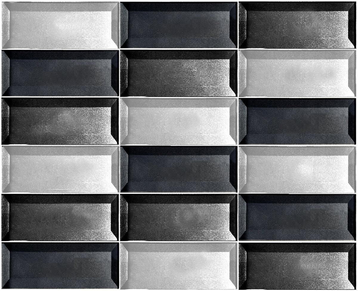 Abolos Forever Cold gray 12-in x 12-in Glossy Glass Brick look Peel and stick Mosaic Wall Tile product image