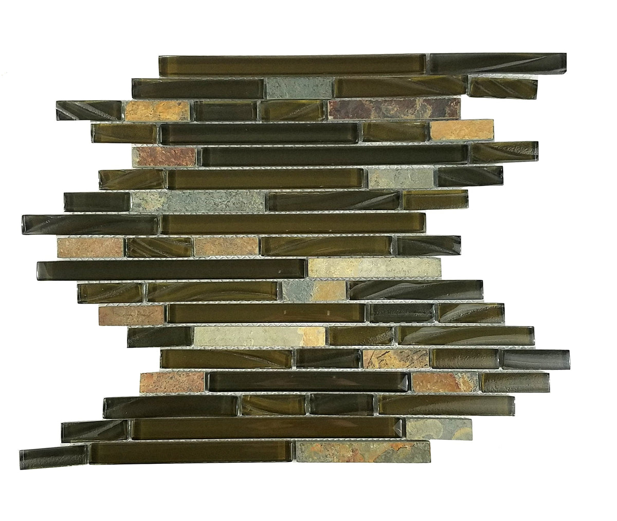 Abolos New Era II Wild Life Brown 12-in x 12-in Multi-finish Glass Linear Mosaic Floor and Wall Tile product image
