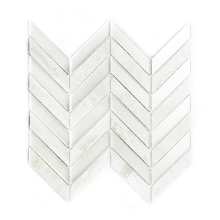 Abolos Premium Linear White 12-in x 12-in Multi-finish Glass Mosaic Floor and Wall Tile product image
