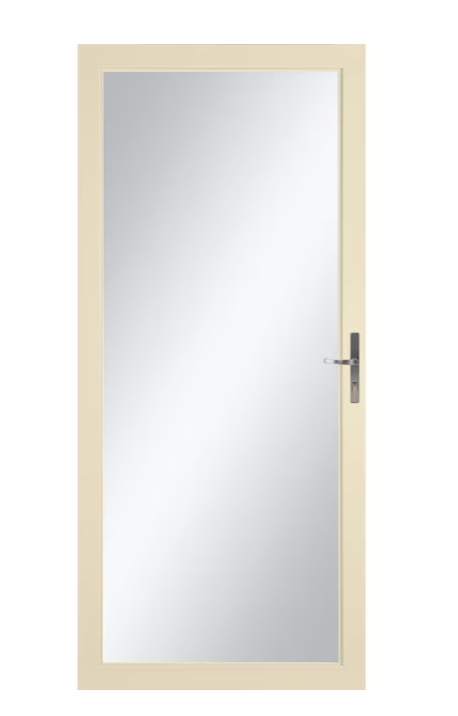 LARSON Williamsburg 32-in x 81-in Almond Full-view Interchangeable Screen Aluminum Storm Door with Brushed Nickel Handle