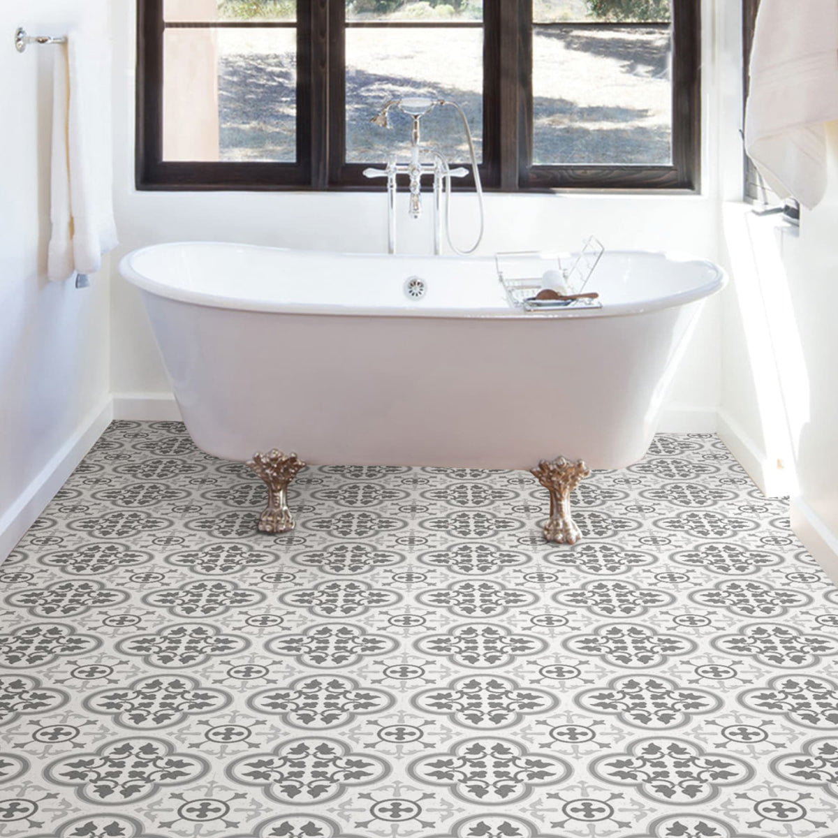 FloorPops Grey 12-in x 12-in Water Resistant Peel and Stick Vinyl Tile Flooring (20-sq ft)