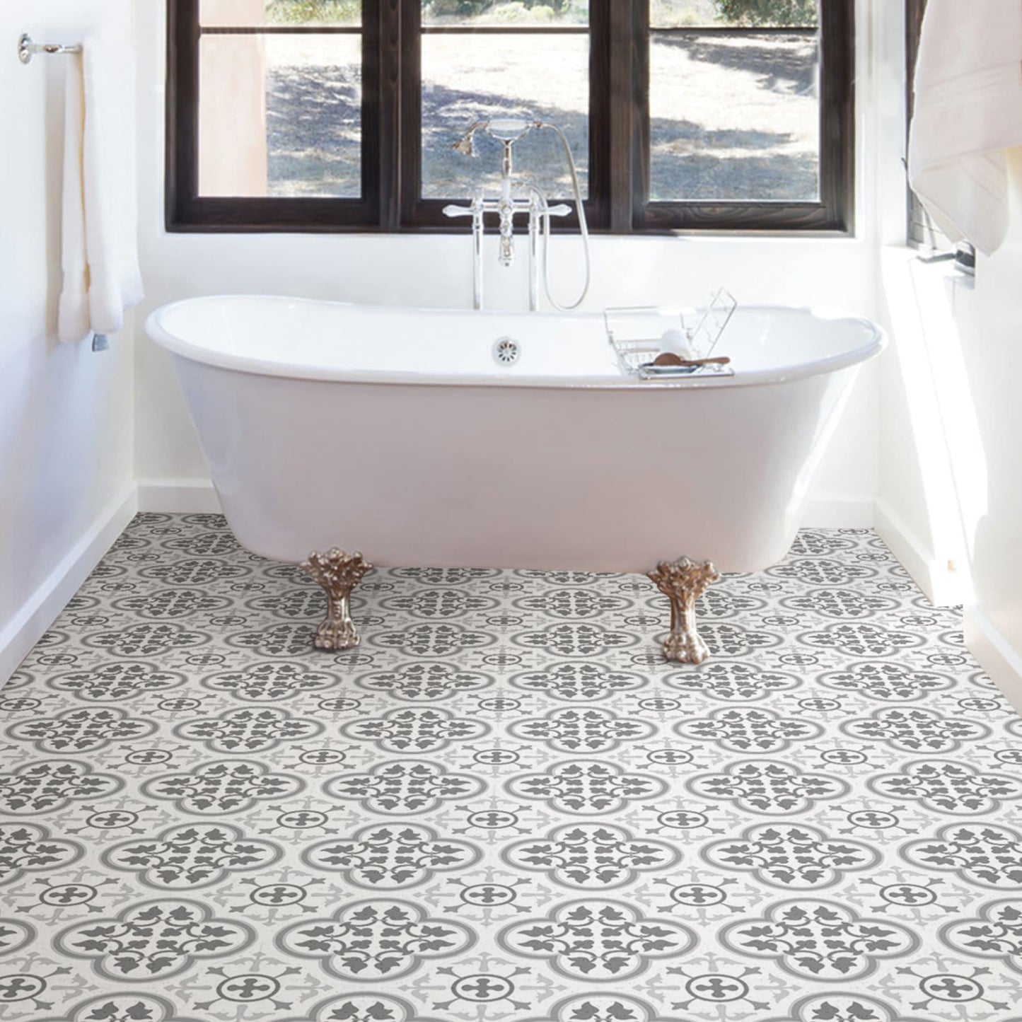 FloorPops Grey 12-in x 12-in Water Resistant Peel and Stick Vinyl Tile Flooring (20-sq ft)