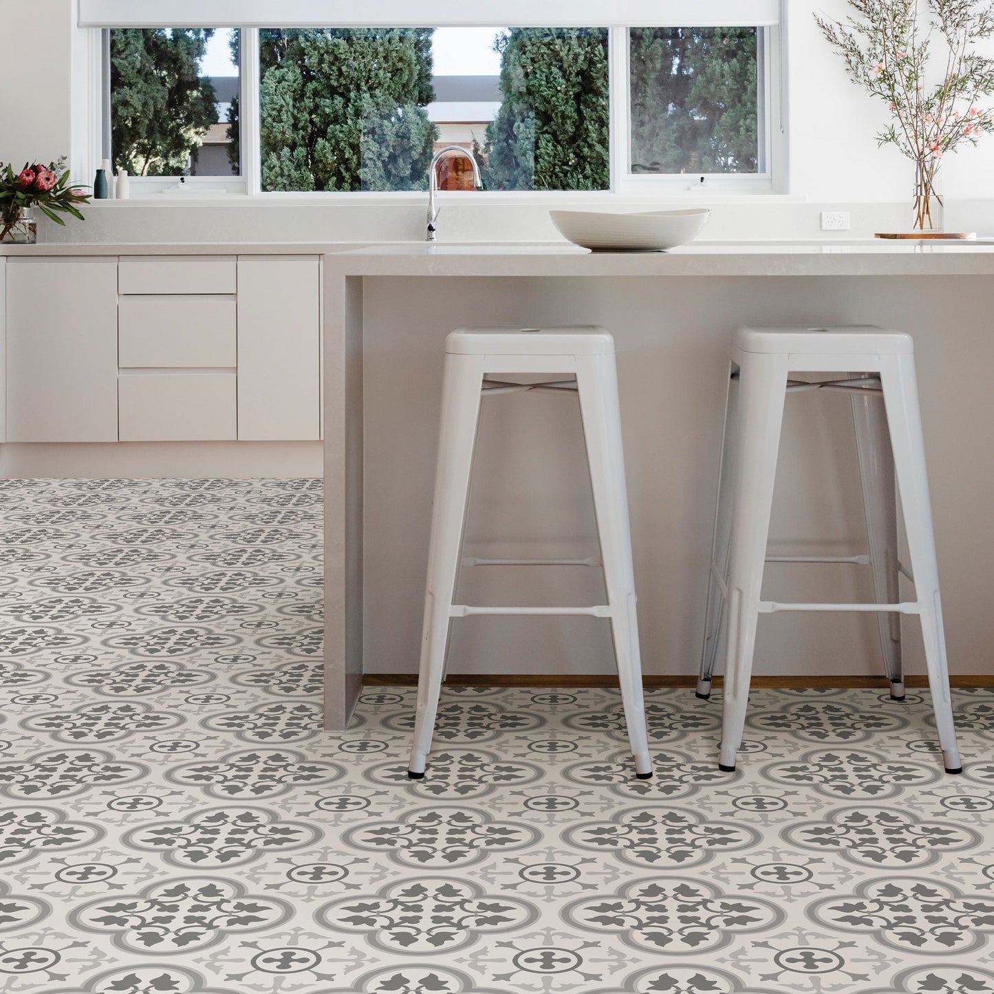 FloorPops Grey 12-in x 12-in Water Resistant Peel and Stick Vinyl Tile Flooring (20-sq ft)