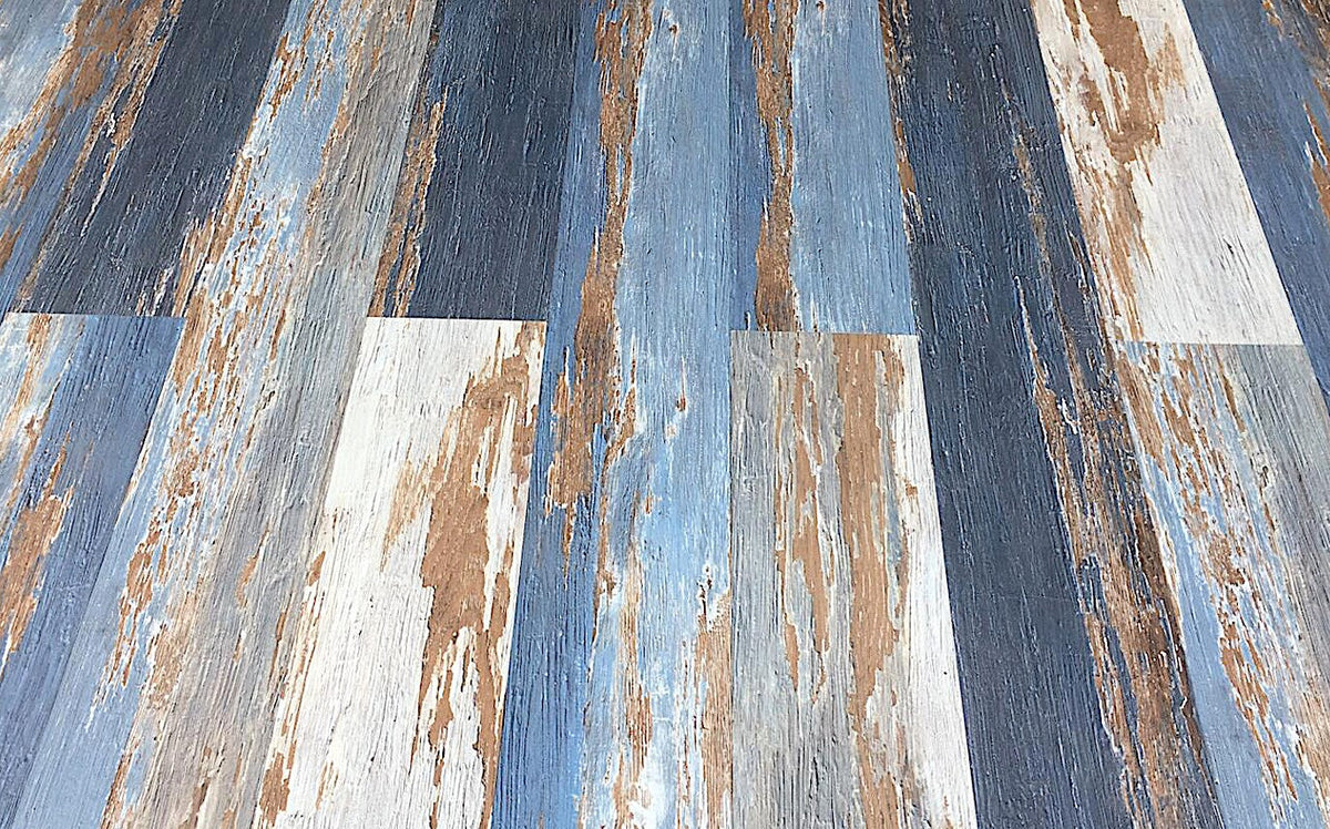 Deco Products (Sample) HydroStop Old Blue Sea Mix Vinyl Plank, 6-in W x 7-in L, 20-mil Wear Layer