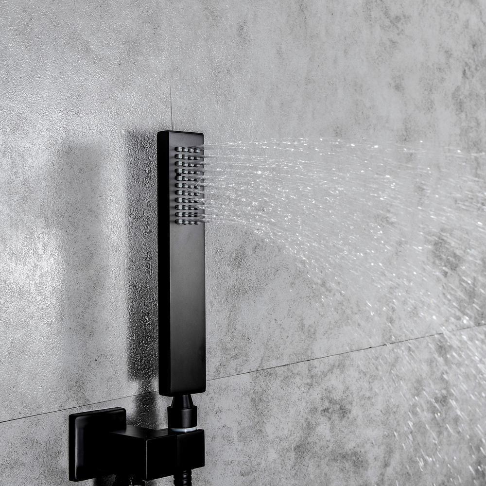 Talise 2-Handle 1-Spray Tub and Shower Faucet with 3-Setting with 304T Stainless Steel in Black(Valve Included) - Super Arbor