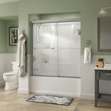 Everly 60 in. x 58-1/8 in. Traditional Semi-Frameless Sliding Bathtub Door in Chrome and 1/4 in. (6mm) Rain Glass - Super Arbor