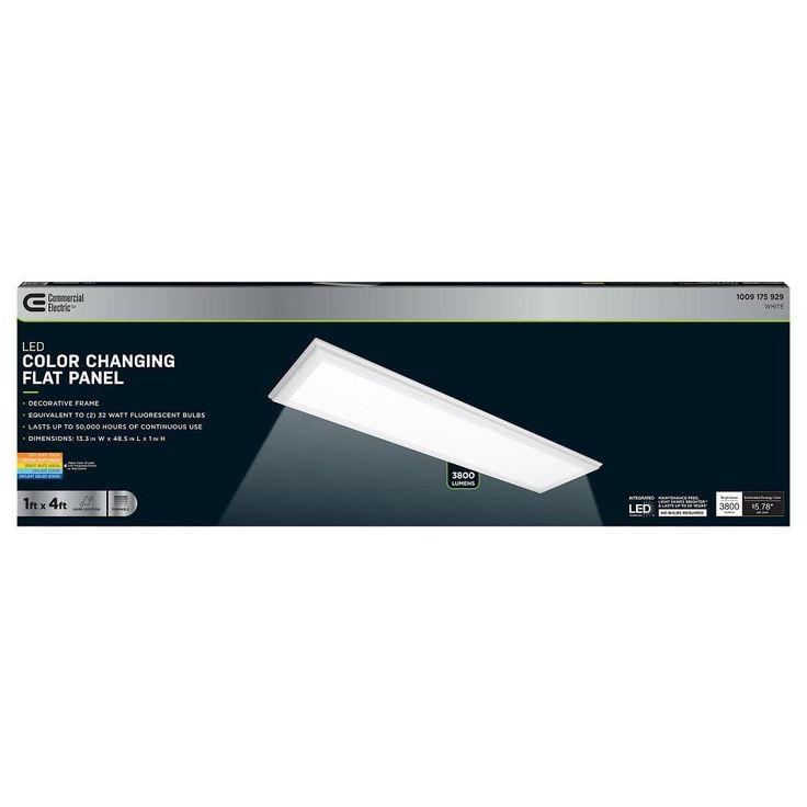 Commercial Electric 1 ft. x 4 ft. 3800 Lumens Dimmable White Integrated LED Flat Panel Ceiling Flush Mount Fixture with Selectable 5CCT