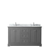 Wyndham Collection Avery 60-in Dark Gray Double Sink Bathroom Vanity with White Carrara Marble Top