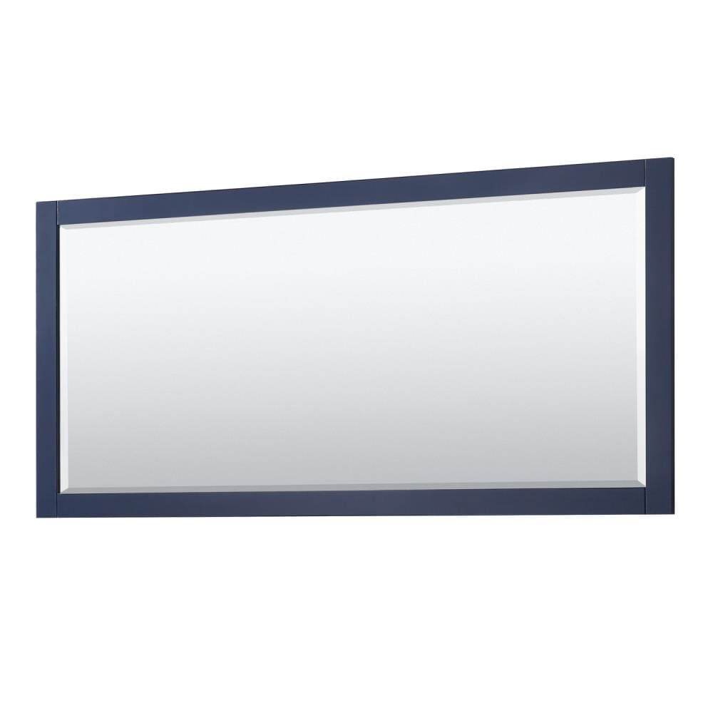 Wyndham Collection Avery 79-in Dark Blue Bathroom Vanity Cabinet with 70-in Mirror, Brushed Gold Hardware